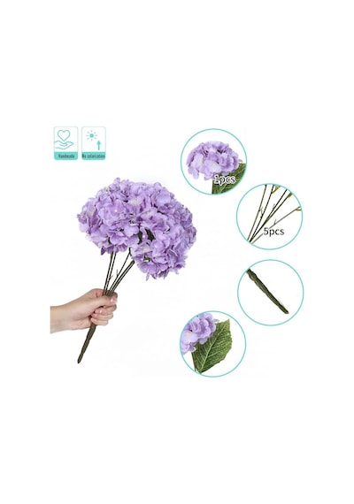 Yapay Çiçek Ortanca Çiçeği Demeti 43 Cm Açık Lila