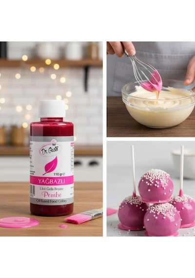 Yağ Bazlı Likit Gıda Boyası Pembe 110 G Çikolata, Ganaj Ve Yağlı Karışımlar İçin Yoğun Renk