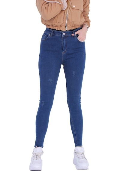Kadın Lacivert Likralı Tırnaklı Skinny Jean Lacivert