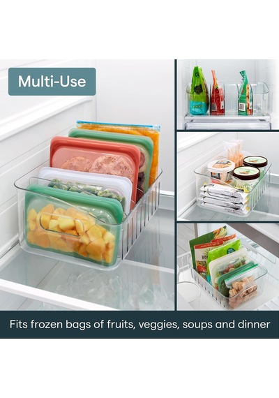 Freezeup Dondurucu Kutusu 12 İnç, Bpa İçermeyen Buzdolabı Düzenleyici, Ayarlanabilir Bölücüler Ve Dondurulmuş Yiyecekler Ve Artıklar İçin Kulplu