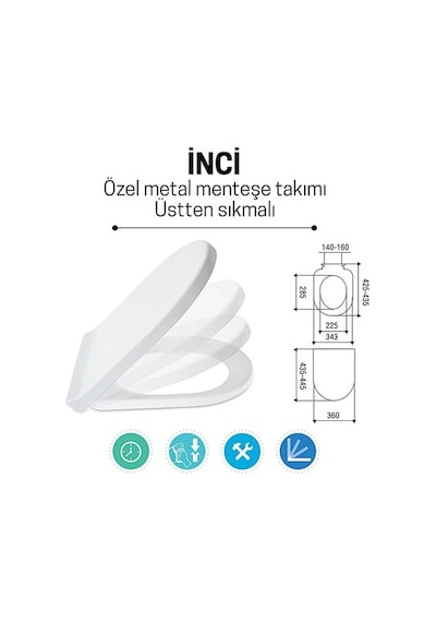 Nkp Klozet Kapağı İnci Soft Yavaş Kapanır Kolay Montaj
