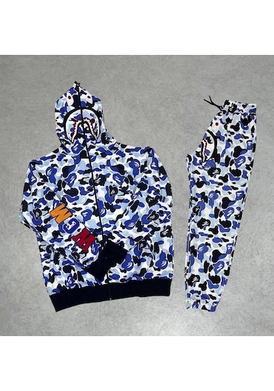 Tarzyeri Unisex Pubg Bape X Shark Eşofman Takımı - Gri 001