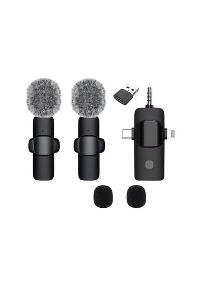 Schitec 3in1 Type-c Lightning 3.5mm Çıkışlı İkili Kablosuz Hd Wireless Yaka Mikrofonu K3519