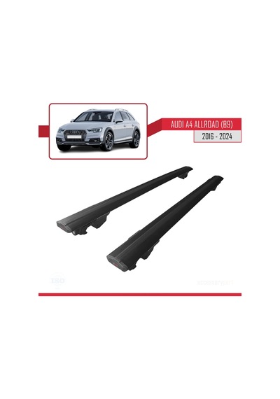 Audi A4 Allroad 2016 Ve Sonrası İle Uyumlu Hook Model Anahtar Kilitli Ara Atkı Tavan Barı Siyah