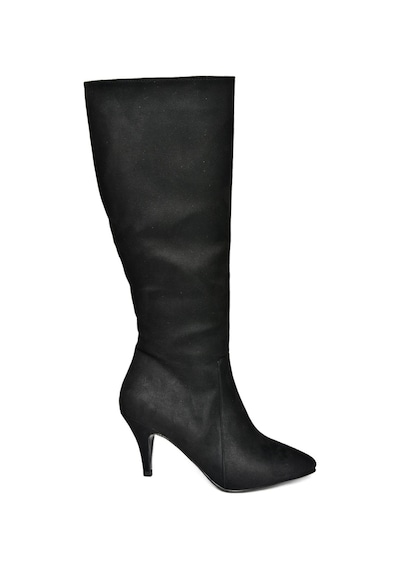 Fox Shoes R372453002 Siyah Süet İnce Topuklu Kadın Çizme Siyah
