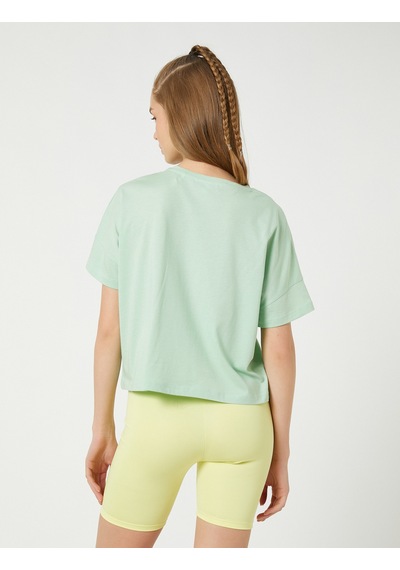 Koton Modal Karışımlı Yoga Tişörtü Baskılı Yeşil 3sak10237nk Yeşil