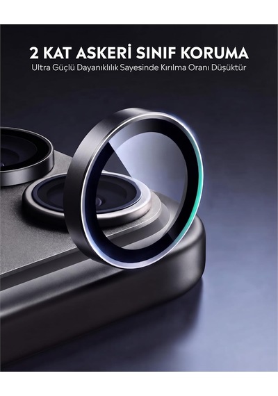 İphone 15 Pro / 15 Pro Max İle Uyumlu Safir Lens Koruyucu Ultra Dayanıklı Kolay Kurulum Aparatlı Parmak İzi Bırakmayan Yansıma Önleyici Kamera Lensi Koruma Siyah Titanyum