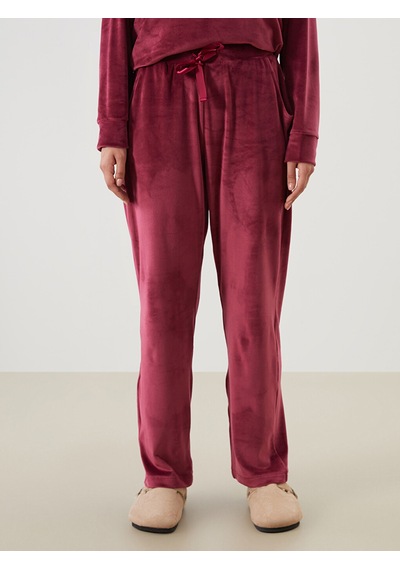 Lcw Dream Bordo Beli Lastikli Kadife Kadın Pijama Altı