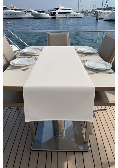 Marin Masa Örtüsü Runner 145x40 Su Geçirmez Outdoor Keten Tekne Bahçe Salon Mutfak Krem