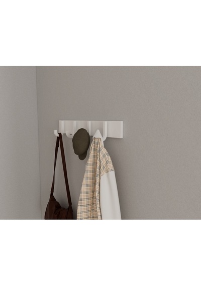 Hepsi3boyutlu Modern Duvar & Kapı Baston Askılık - 4 Adet Beyaz J Askılık - Model No : 6 Beyaz