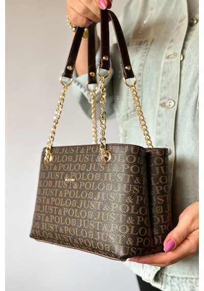 Just Polo Lüks Tasarım Kadın Kahverengi El Ve Omuz Çantası En 25 Cm / Boy 18 Cm 17060995