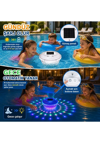 Hymark Güneş Enerjili Rgb Uzaktan Kumandalı Su Geçirmez Havuz Klor Şamandırası