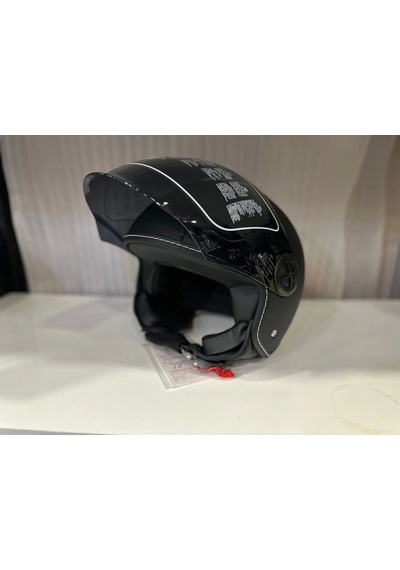 Mts FX-101 Deri Kaplama Çenesiz Kask Siyah
