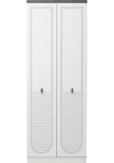 İrem Kapaklı Asklıklı 2 Kapaklı Gardrop 80x60x215cm Beyaz - Gri