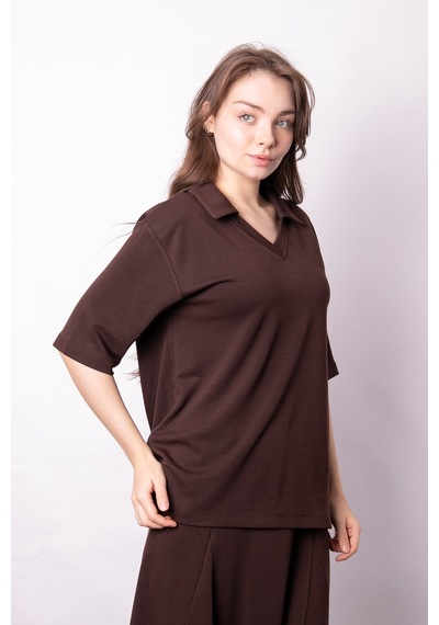 Kadın Yumşak Dokulu Esnek Kumaş V Yaka Yakalı Düşük Omuzlu Dirsek Boy Kollu Oversize Bluz-kahve Kahve Kadın Yumşak Dokulu Esnek Kumaş V Yaka Yakalı Düşük Omuzlu Dirsek Boy Kollu Oversize Bluz-kahve Kahve