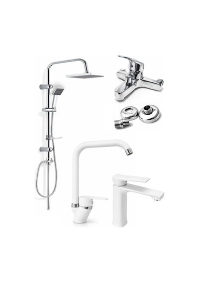 Oscar 4'lü Full Set Banyo Bataryası - Lavabo Bataryası - Mutfak Ve Robot Duş Sistemi Diğer