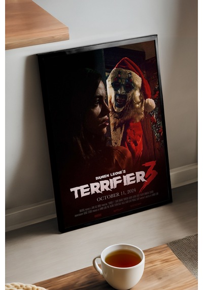 Terrifier Siyah Ahşap Çerçeveli Poster, Dekoratif Film Duvar Tablosu