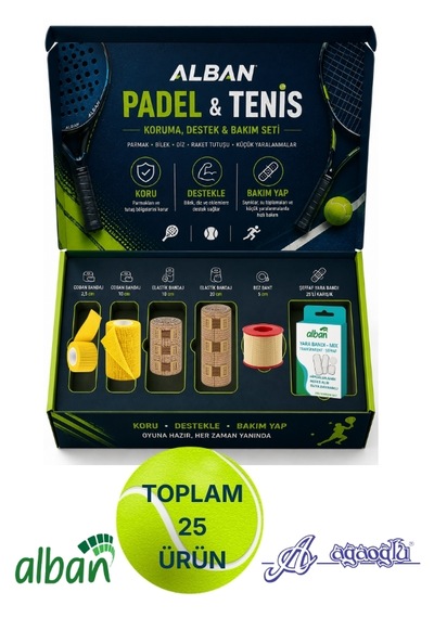 Padel & Tenis Sporcu Koruma Ve Bakım Seti 25li Kobandaj, Elastik Bandaj, Bez Flaster Ve Yara Bandı