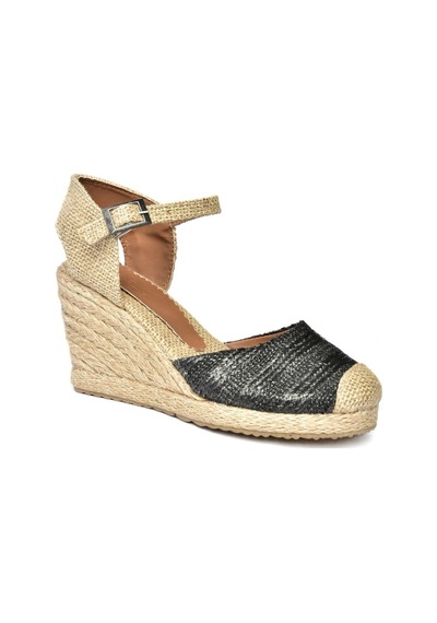 Fox Shoes P241612017 Siyah Hasır Dolgu Topuklu Kadın Ayakkabı