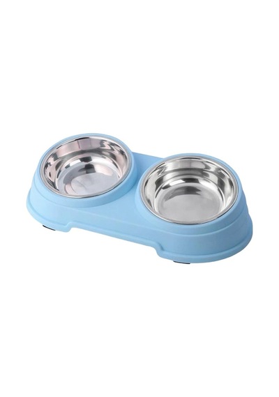 Nunbell Melamin Çelik Mama Kabı İkili Mavi Renk 400-8143