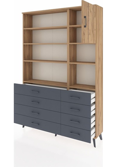 Arges Dolap 8 Raflı 8 Çekmeceli Tek Kapaklı 132x30x195 Çam-çam/antrasit Atlas Çam/antrasıt Arges Dolap 8 Raflı 8 Çekmeceli Tek Kapaklı 132x30x195 Çam-çam/antrasit Atlas Çam/antrasıt