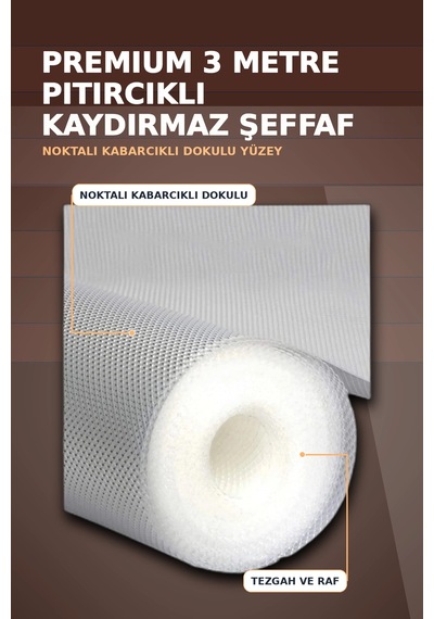 3 Metre Kalın Raf Örtüsü Ve Tezgah Koruyucu Mat Şeffaf Kabarcık Dokulu Düzenleyici Renkli