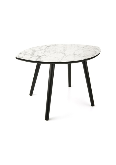 Mermer Desenli Oval Model Sehpa Gri 70x47x42 Cm Atlantik Çam