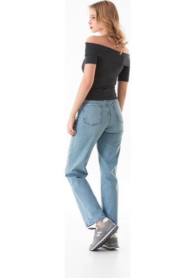 Fullamoda Basic Madonna Yaka Bluz 25ygb650126872-füme Füme