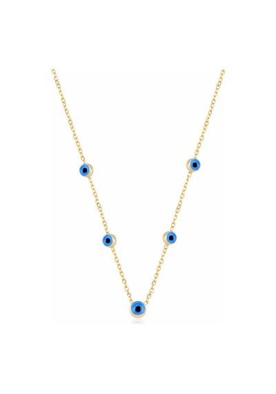 Emılıano Jewellery 925 Ayar Cam Taş Göz Kolye Gold - Rose Gold - Gümüş