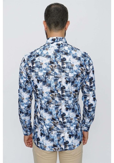 Efor G 1508 Slim Fit Lacivert Spor Gömlek Lacivert