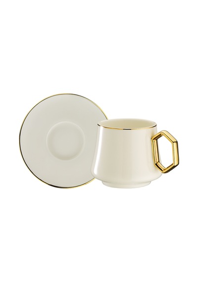 Sandro Moreno 1453 Line Gold Double Geometrik 4 Parça 2 Kişilik Kahve Fincan Takımı 120 Ml Çok Renkli