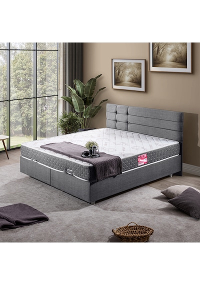 Viyana Çift Kişilik Baza Başlık Letto Yatak Seti - Gri 150 x 200