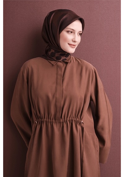 Armine Sura İpek Eşarp 2026-2027 - Sonbahar Kış-asm9637 Kahve