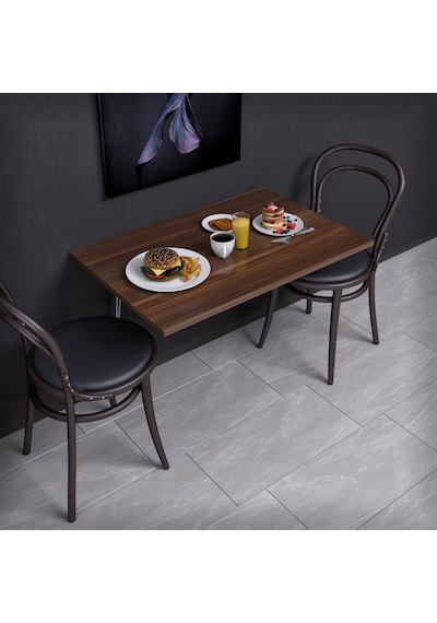 Duvara Monte Katlanır Masa 90x60 Cm Açılır Kapanır Yemek Ve Çalışma Masası Koyu Ceviz