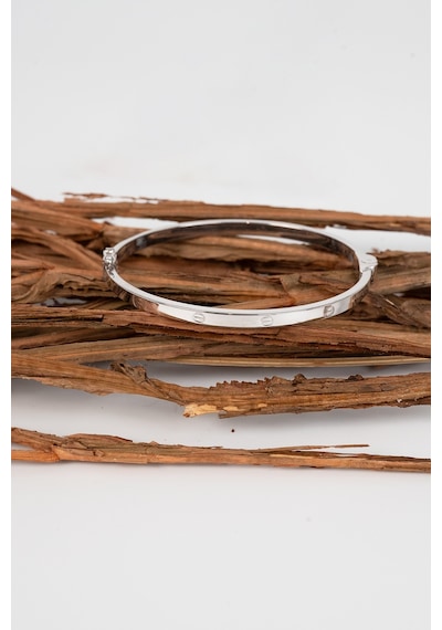 925 Ayar Gümüş Çivi Deseni Bilezik Barcode Rose Gold - Gümüş