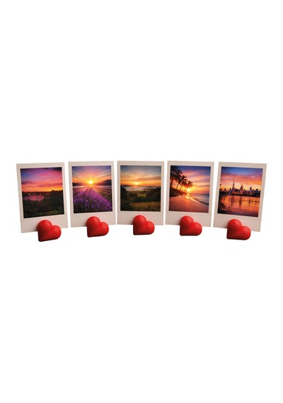 Instax Polaroid Fotoğraf Tutucu Kalp Figürlü Stand 5 Li Kırmızı