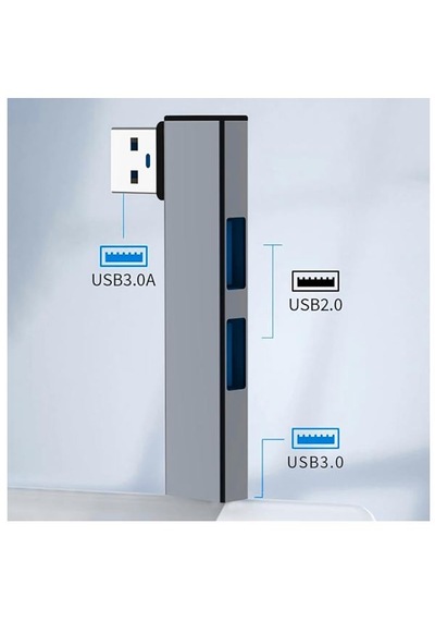 Usb 3.0 Hub 3 Portlu Çoklayıcı Alüminyum Gri Renkli