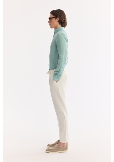 Avva Erkek Kırık Beyaz Beli Bağcıklı Keten Karışımlı Chino Relaxed Fit Pantolon B003036 Avva Erkek Kırık Beyaz Beli Bağcıklı Keten Karışımlı Chino Relaxed Fit Pantolon B003036