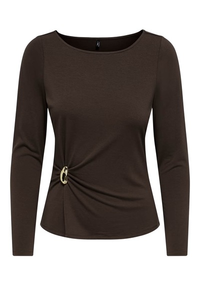 Only Onlelena L/s Boatneck Metal Top Jrs Noos Kahverengi Kadın Bluz 15380314