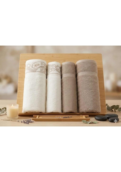 Özdilek Paısley Bej-krem Bej Best Set Hamam Takımı