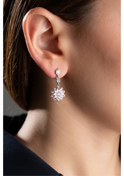 Çekirdekjewelry 925 Ayar Gümüş Lotus Çiçeği Küpe Gri