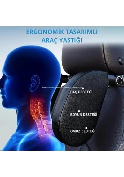 Katlanabilir Ayarlanabilir Suni Deri Araç Yastığı Oto Seyahat Yastığı Araç Boyunluk Oto Yastık Açık Ceviz