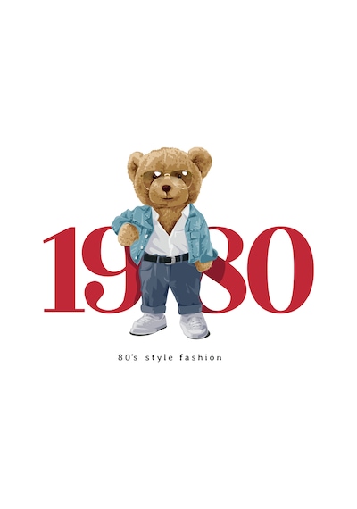 Paybuy Erkek Oversize Tişört %100 Pamuk Retro Grafik Baskılı Ayı Desenli Siyah