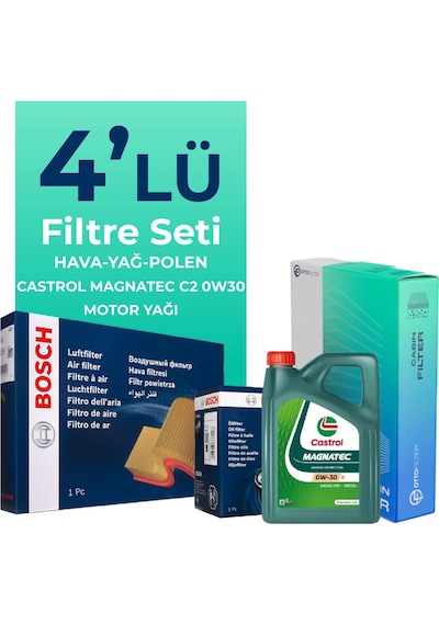 Bosch Alfa Stelvio 2.0 Filtre Bakım Seti Castrol Motor Yağlı (2017-2023) 4 Lü