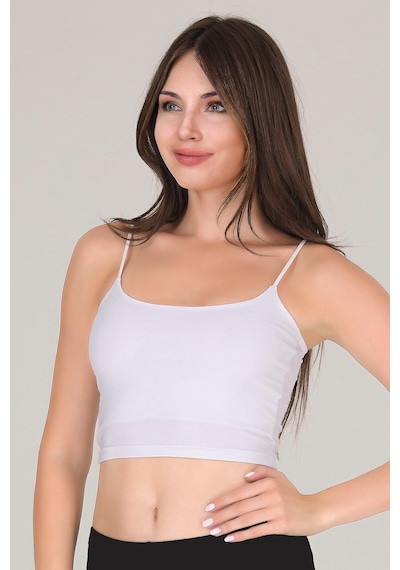 Sensu Kadın Ip Askılı Beyaz Crop Büstiyer - Bst1002 Beyaz