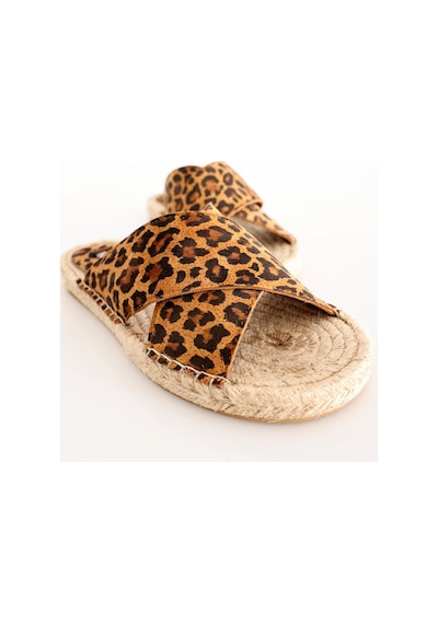 5in1Canpolat Leopar Espadril Terlik 24112-leopar Kahverengi