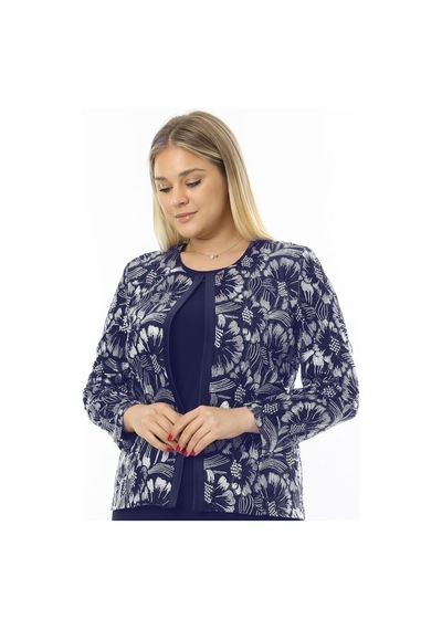 Ladies First Büyük Beden 3808 Lacivert-altın Ceket+bluz Takım 001