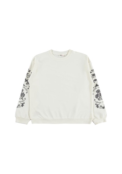 Civil Girls Çiçek Baskılı 10-13 Yaş Sweatshirt - Ekru