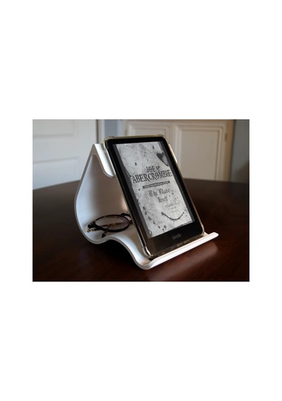 Alvera Kavisli Kitap Ve Kindle Standı Okuma Istasyonu Dalgalı Kitap Tutucu Okuma Standı Beyaz