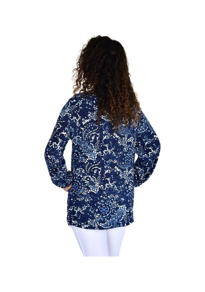 Kadın Yaprak Desen Baskılı Viscon Bluz Bgl-st04283 Lacıvert Kadın Yaprak Desen Baskılı Viscon Bluz Bgl-st04283 Lacıvert
